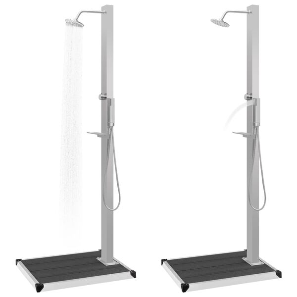 vidaXL Duș de exterior cu cădiță, WPC și oțel inoxidabil