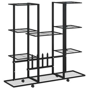 vidaXL Suport pentru flori cu roți, 94,5x24,5x91,5 cm, negru, fier