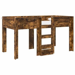 vidaXL Pat Etajat pentru Copii cu saltea Stejar fumuriu 100 x 200 cm