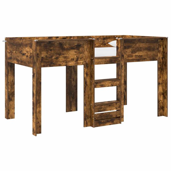 vidaXL Pat Etajat pentru Copii cu saltea Stejar fumuriu 100 x 200 cm