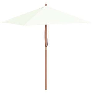 vidaXL Umbrelă de soare, exterior, st&acirc;lp lemn, 150x200 cm, nisipiu