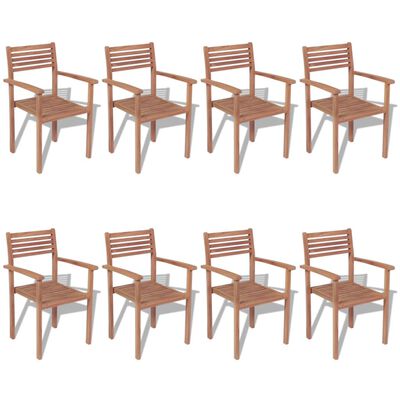 vidaXL Set mobilier de exterior, 9 piese, lemn masiv de tec