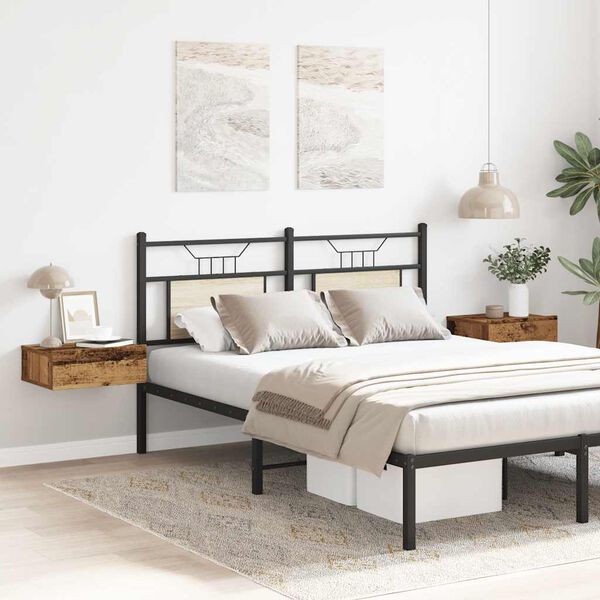 vidaXL Noptiere plutitoare 2 buc Lemn vechi 40x32x15 cm Lemn prelucrat