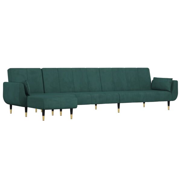 vidaXL Canapea extensibilă în formă de L verde 275x140x70 cm catifea