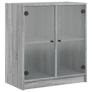 vidaXL Dulap lateral cu uși din sticlă, gri sonoma, 68x37x75,5 cm