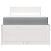 vidaXL Pat cu sertare și saltea, alb, 100x200 cm, lemn masiv pin