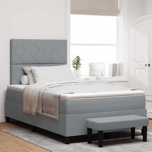 vidaXL Pat cu arcuri cu headboard Gri deschis 120 x 200 cm țesătură