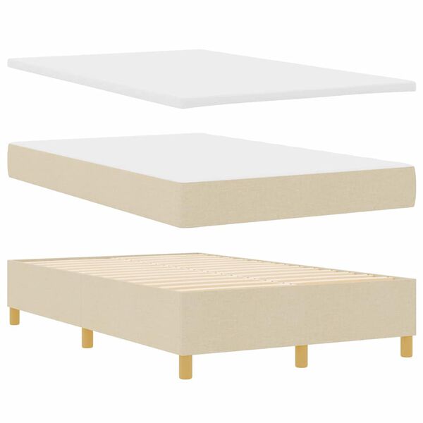 vidaXL Pat cu arcuri cu saltea cu headboard Crem 120 x 190 cm țesătură