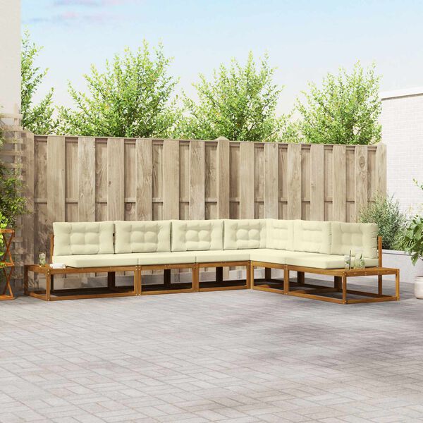 vidaXL Set de canapele de exterior 6 Bucată Natural și Crem