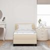 vidaXL Pat cu arcuri cu saltea cu headboard Crem 100 x 200 cm țesătură