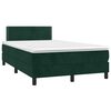 vidaXL Pat box spring cu saltea, verde &icirc;nchis, 120x200 cm, catifea