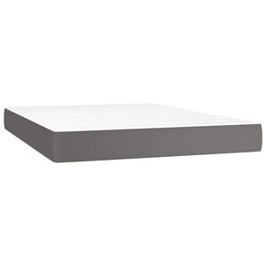 vidaXL Saltea cu arcuri buzunar, fermitate medie, gri, 140x190x20 cm, piele ecologică