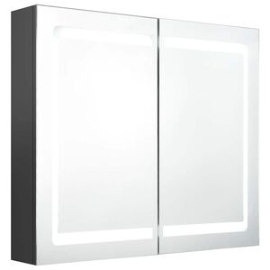 vidaXL Dulap de baie cu oglindă și LED, gri, 80x12x68 cm