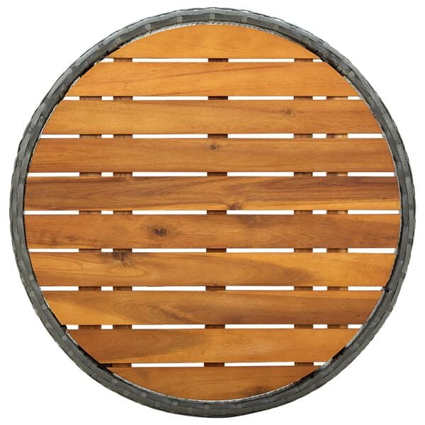 vidaXL Masă de ceai, gri, 60 cm, poliratan și lemn masiv acacia