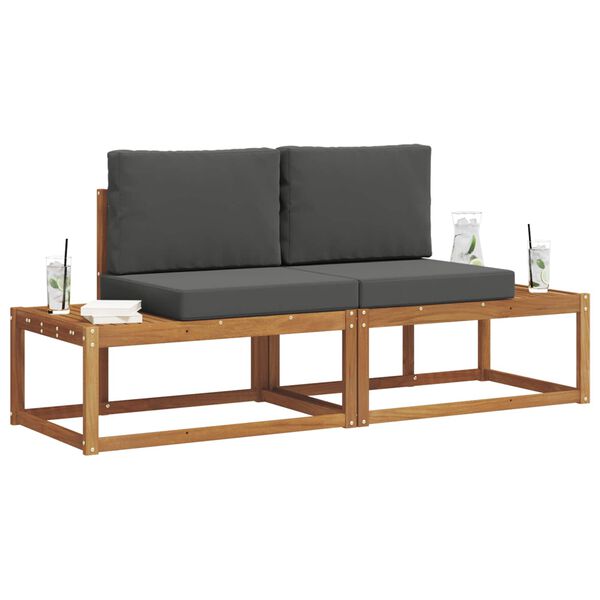 vidaXL Set de canapele de exterior cu pernă 2 pcs natural