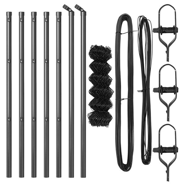 vidaXL St&acirc;lp de gard. Gri 10 x 0,4 m (plasă de 60 x 60 mm) Oțel și PVC