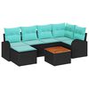 vidaXL Set de canapele pentru grădină 7 buc. Negru și Turcoaz