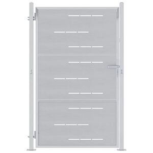 vidaXL Poartă de grădină 85 x 120 cm Oţel inoxidabil Argintiu Blocat