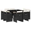 vidaXL Set mobilier de grădină cu perne, 9 piese, negru, poliratan