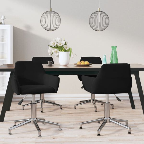 vidaXL Scaune de masă pivotante, 4 buc., negru, catifea