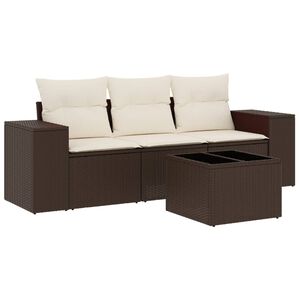 vidaXL Set canapele de grădină, 4 piese, cu perne, maro poliratan maro