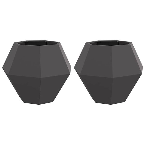vidaXL Jardinieră 2 pcs Negru 75 x 75 x 60 cm Oțel