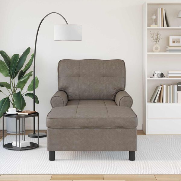 vidaXL șezlong de relaxare Gri 91 x 157 x 91 cm Piele artificială