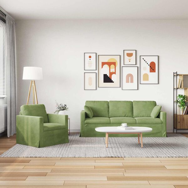 vidaXL Set de canapea 2 pcs Verde deschis 198 x 78 x 80 cm Catifea