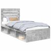 vidaXL Cadru de pat Gri Concret 90 x 190 cm Lemn de pin masiv