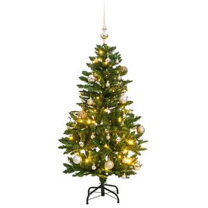 vidaXL Brad Crăciun artificial articulat cu 150 LED-uri/globuri 120 cm