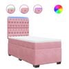 vidaXL Pat box spring cu saltea, roz, 90x200 cm, catifea