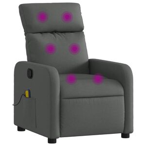vidaXL Fotoliu reclinabil cu masaj, gri &icirc;nchis, material textil