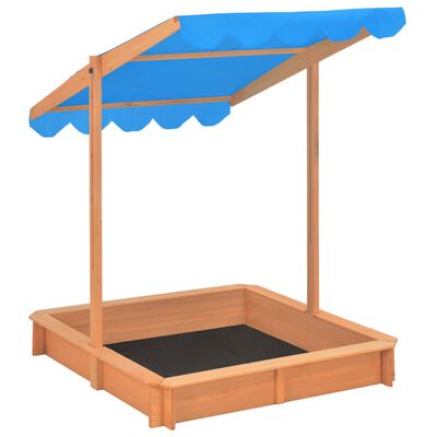 vidaXL Cutie de nisip cu acoperiș ajustabil albastru lemn de brad UV50