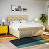vidaXL Pat box spring cu saltea, crem, 200x200 cm, textil