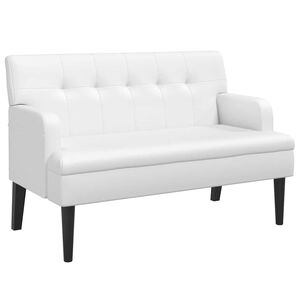 vidaXL Banchetă cu spătar, alb, 112x65,5x75 cm piele ecologică