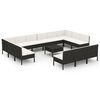 vidaXL Set mobilier de grădină cu perne, 14 piese, negru, poliratan
