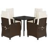 vidaXL Set mobilier de grădină, 5 piese, cu perne, maro, poliratan