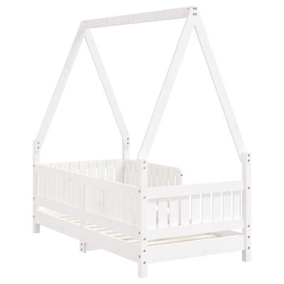 vidaXL Cadru de pat pentru copii, alb, 70x140 cm, lemn masiv de pin