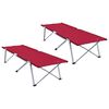 vidaXL Pat pliabil pentru camping Manual 2 pcs Roșu 62 x 194 x 42 cm