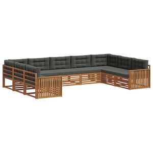 vidaXL Set de canapele de exterior cu pernă 9 pcs Natural și Antracit