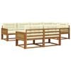 vidaXL Set de canapele de exterior cu pernă 7 pcs Natural și Crem