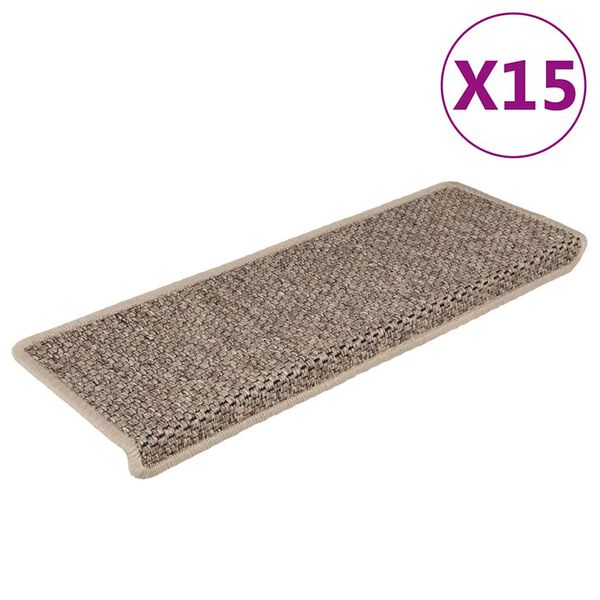 vidaXL Covorașe scări autoadezive, 15 buc. bej 65x21x4 cm aspect sisal