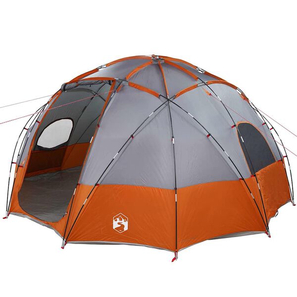 vidaXL Cort de Camping Gri și portocaliu 475 x 475 x 235 cm Poliester