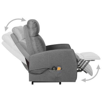 vidaXL Fotoliu de masaj rabatabil cu ridicare, gri deschis, textil