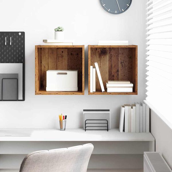 vidaXL Dulap de perete 2 pcs Lemn vechi 37 x 37 x 37 cm Lemn compozit