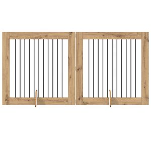 vidaXL Poartă pentru c&acirc;ini cu suporturi 2 pcs Stejar Artizanal