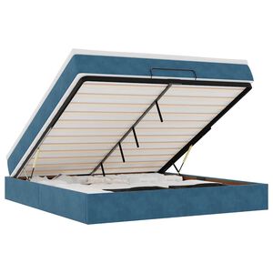 vidaXL Cadru de pat otoman cu saltea Albastru &icirc;nchis 160x200cm catifea