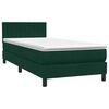vidaXL Pat box spring cu saltea, verde &icirc;nchis, 100x220 cm, catifea