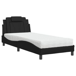 vidaXL Pat, Viana, cu saltea, negru, 90x190 cm, piele ecologică