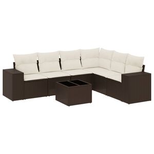 vidaXL Set canapele de grădină cu perne, 7 piese, maro, poliratan